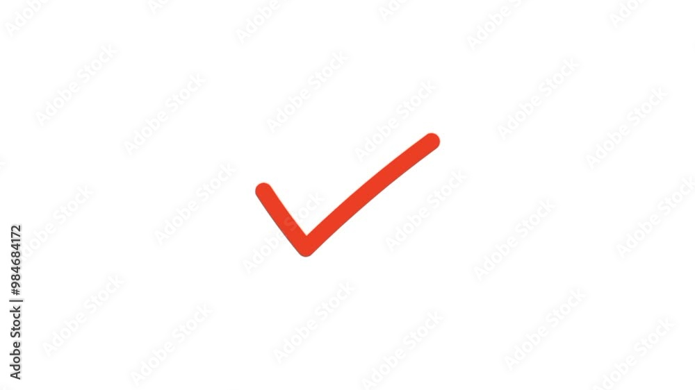 red check mark on white background 