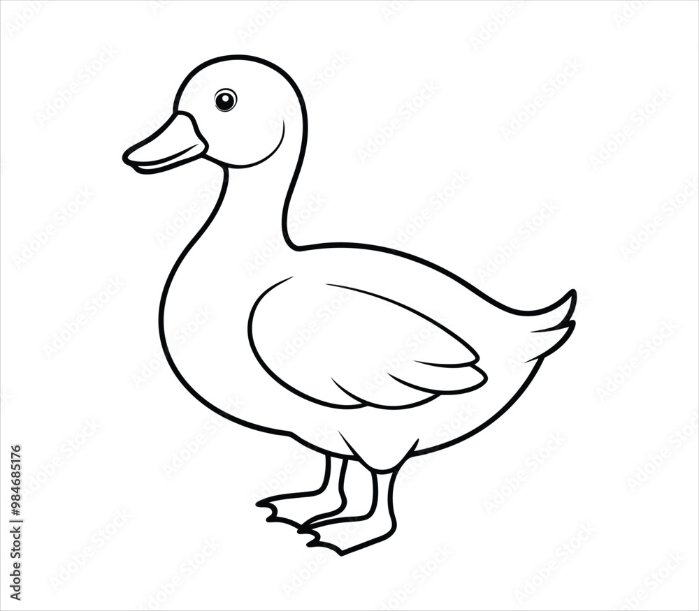 Duck Line art vector on white background Duck Line art vector on white background