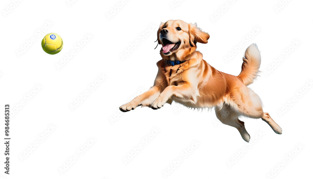 dog retriever air happily catching ball jumping golden nature animal golden retriever dog jumping ball play happiness energetic activity park fetch pet joy nature animal golden retriever dog jumping