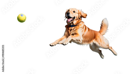 Obraz na płótnie dog retriever air happily catching ball jumping golden nature animal golden retriever dog jumping ball play happiness energetic activity park fetch pet joy nature animal golden retriever dog jumping w salonie