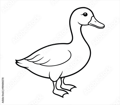 Duck Line art vector on white background