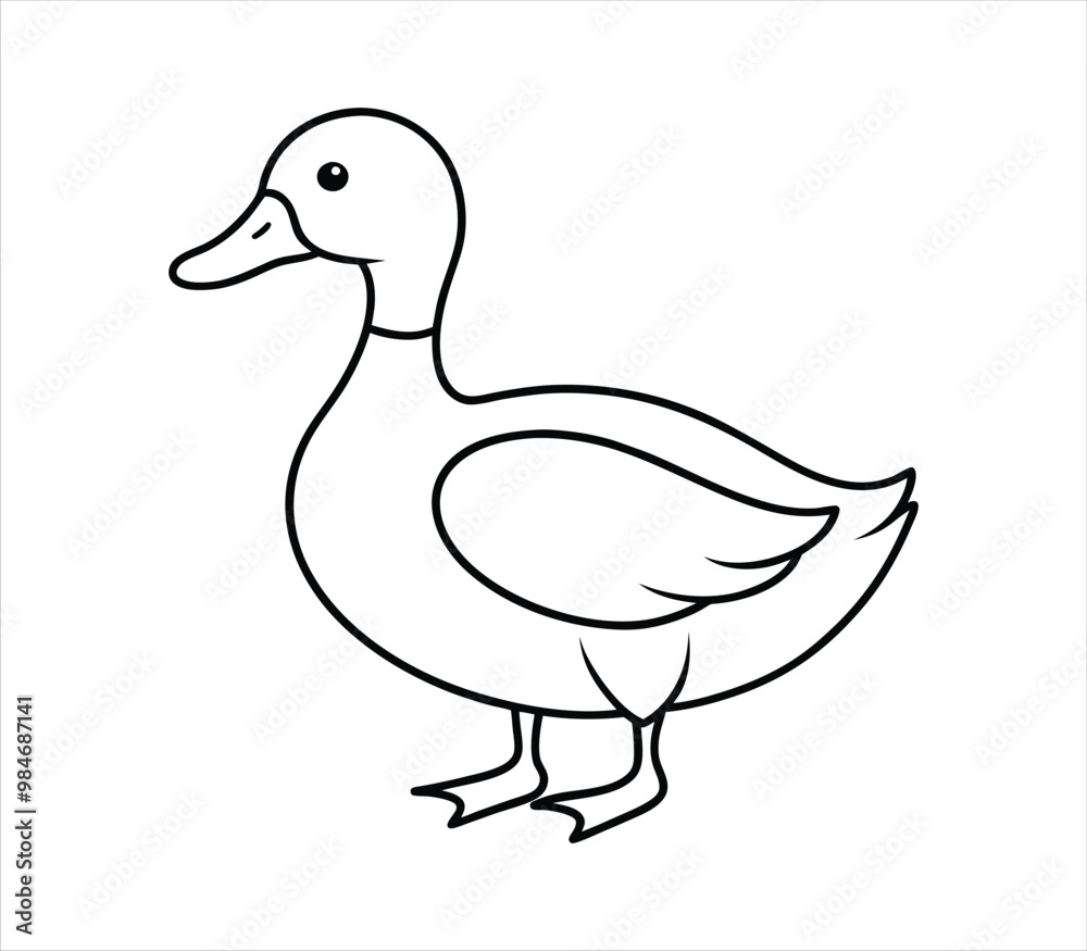 Duck Line art vector on white background Duck Line art vector on white background