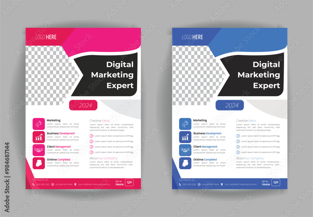 Fototapeta poster flyer templet brochure cover design layout space for photo background, Editable vector template in A4 size.