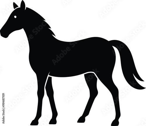 horse vector, majestic horse, equine illustration, mid-stride pose, flowing mane, elegant design, dynamic colors, muscle definition, natural habitat, open field, prairie background, eye-catching art,  photo