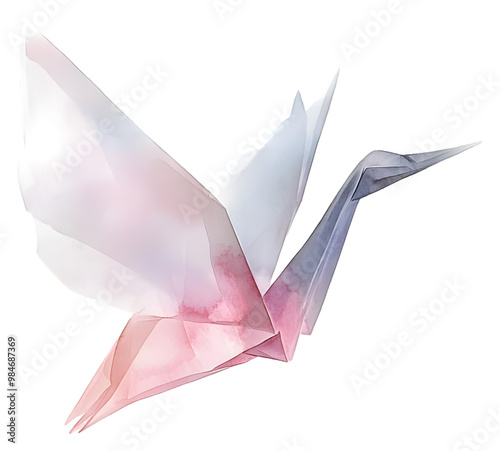 Minimalistic watercolor origami crane