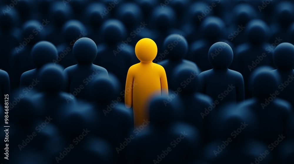 Obraz premium Unique Figure in a Crowd of Shadows
