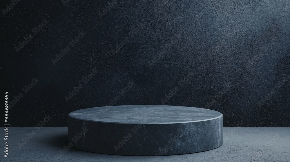 Dark Minimalist Display Platform on Textured Background Dark Minimalist Display Platform on Textured Background