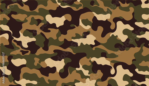 Brown and green military camouflage seamless pattern background. Camouflage pattern background. Vector illustration.