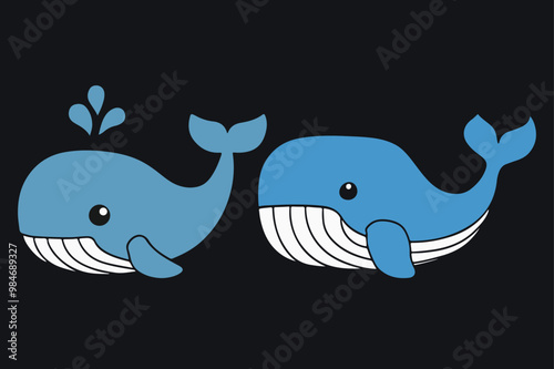 Blue Whale silhouette vector illustration10