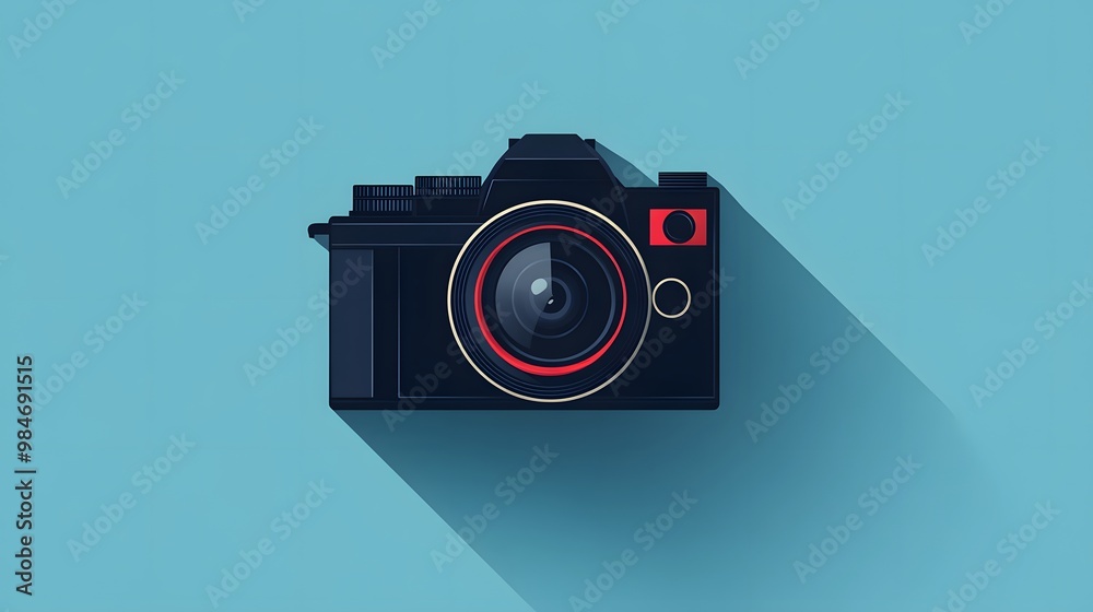 Simple camera icon with a lens