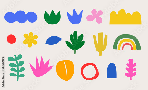 nature abstract hand draw freestyle shape, doodle style set