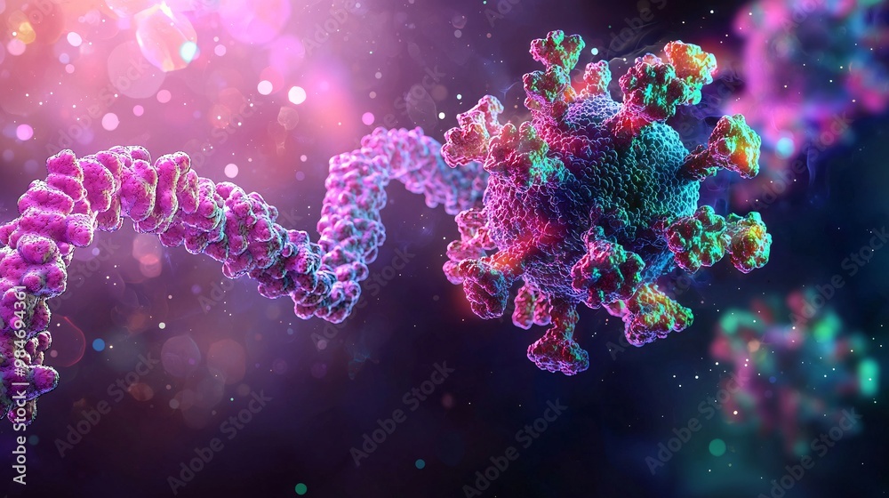 Coronavirus and DNA Strand Illustration Coronavirus and DNA Strand Illustration