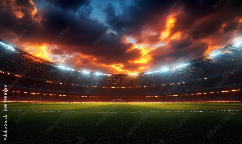 Stunning cricket stadium illuminated by a dramatic sunset Stunning cricket stadium illuminated by a dramatic sunset