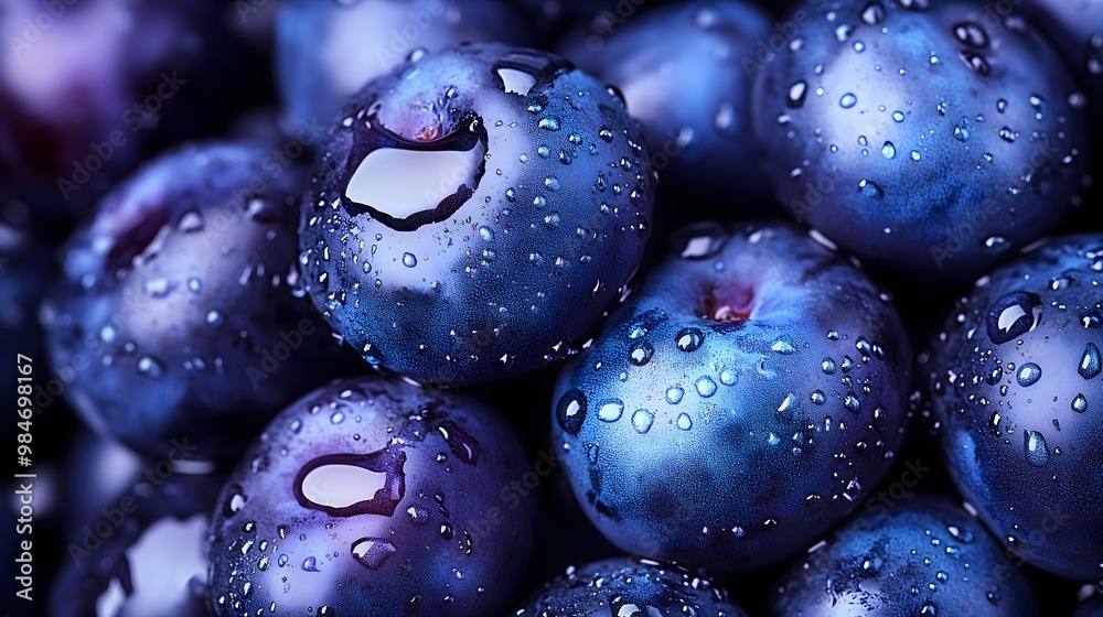 blueberries with drops