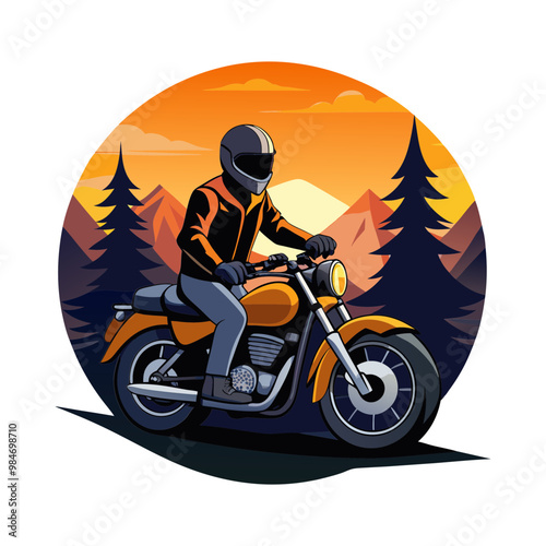 vector illustration of a motorcyclist riding