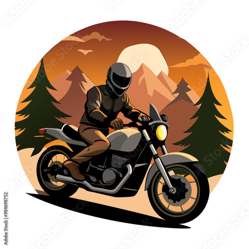 vector illustration of a motorcyclist riding