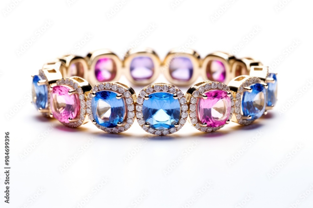 A statement bracelet adorned with a row of vibrant sapphires A statement bracelet adorned with a row of vibrant sapphires