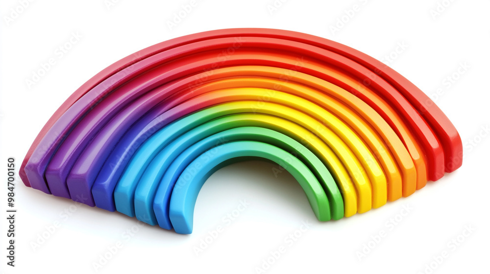 3d icon of a rainbow isolated on a white background, A rainbow made of balloons is stretched out on a white background. 3d icon of a rainbow isolated on a white background, A rainbow made of balloons is stretched out on a white background.
