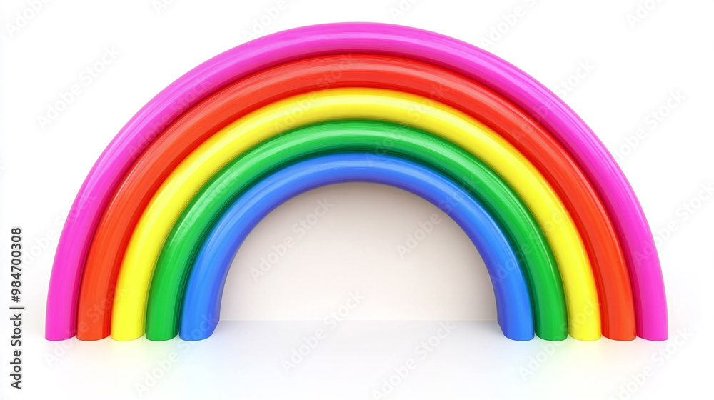 A rainbow made of colored play dough on a white background. Vibrant 3D rainbow on a white background, symbolizing diversity. A rainbow made of colored play dough on a white background. Vibrant 3D rainbow on a white background, symbolizing diversity.