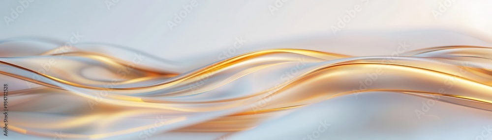 Naklejka premium Abstract golden and white fabric waves background.