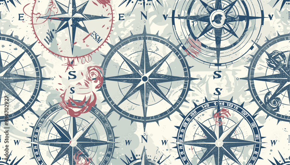 Antique Maps Pattern Graphics Vintage vector seamless pattern of old hand-drawn maps featuring ...