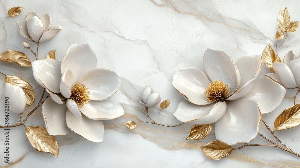 This is a stunning collection of exquisite white flowers adorned with beautiful golden accents, showcasing delicate petals and captivating botanical beauty arranged in a sleek minimalistic design This is a stunning collection of exquisite white flowers adorned with beautiful golden accents, showcasing delicate petals and captivating botanical beauty arranged in a sleek minimalistic design