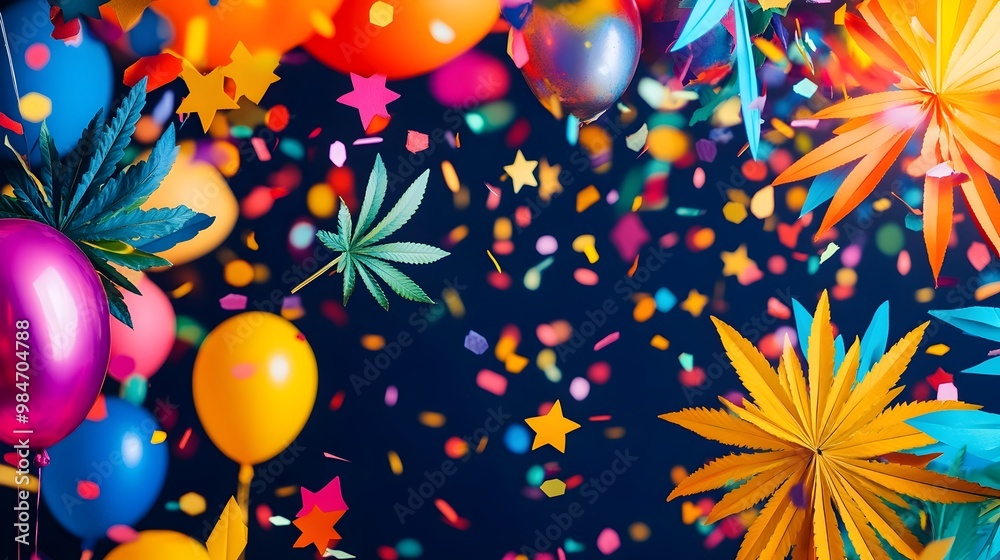 Vibrant and Lively Cannabis Festival with Joyful Crowd,Colorful Live Music