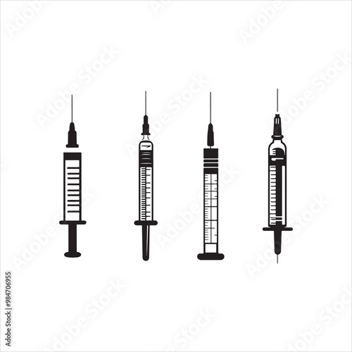 vector of black silhouette of syringe