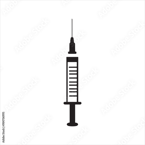 vector of black silhouette of syringe