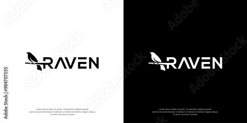 crow symbol logo with line art concept,  Symbol, icon, creative.