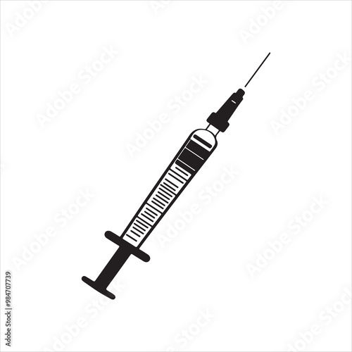 vector of black silhouette of syringe