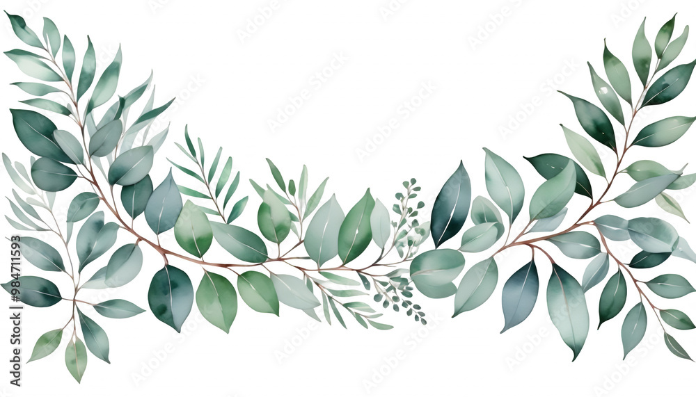 banner watercolor eucalyptus illustration olated r floral design silvery green leaves clipart eucalyptus watercolor leaf wedding leaf flower tree branch plant background art decorative element