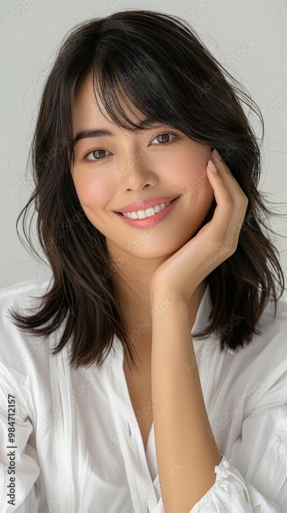 Youthful, pretty K-POP idol smiling, hugging her legs, ultra-realistic studio shot, white background, quality detail. Youthful, pretty K-POP idol smiling, hugging her legs, ultra-realistic studio shot, white background, quality detail.