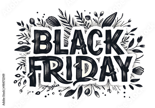 Black Friday is a day of shopping and deals. A stylized design with a black ribbon and gold accents, and the words "Black Friday" written in bold letters