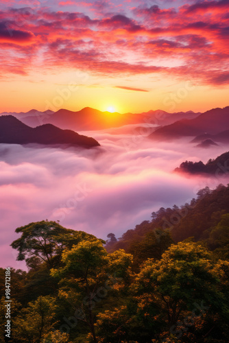 sunrise over mountain on the ground