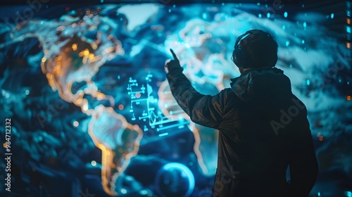 Wallpaper Mural Environmental Scientist Monitoring Climate Change Data Through Futuristic Holographic Interface Torontodigital.ca