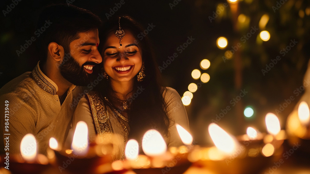 Celebrating Diwali with rituals and candles at night in a traditional setting Celebrating Diwali with rituals and candles at night in a traditional setting