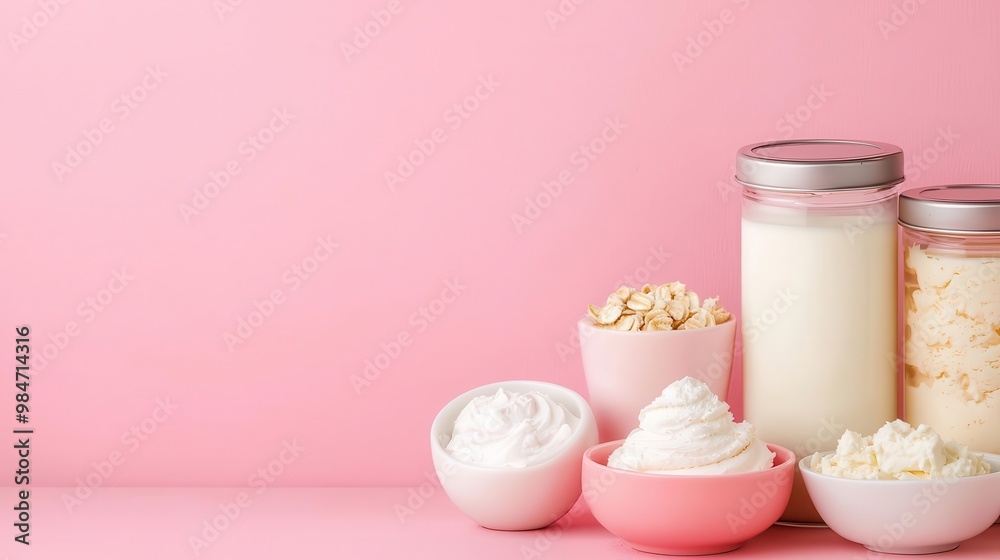 Dairy section with cream cheese, various flavors, flat design illustration Dairy section with cream cheese, various flavors, flat design illustration