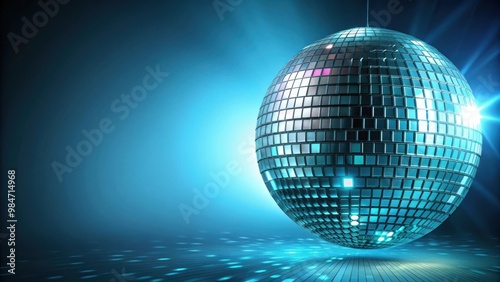 Scintillating night shot of cyan disco ball, disco ball, nightlife, party, cyan, shiny, reflection, sparkles, glimmer