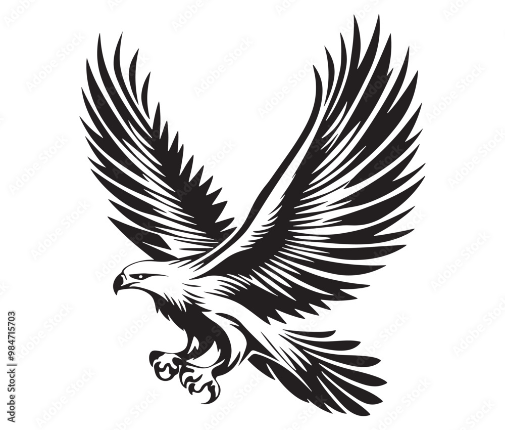 Obraz premium Flying eagle vector illustration