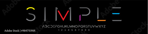 Simple futuristic modern urban alphabet font. 