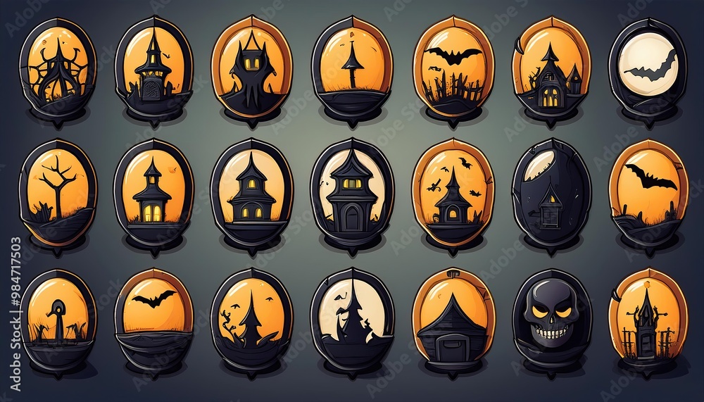 classic halloween icons, simple halloween symbols, flat halloween icon set, pumpkin ghost bat icons, witch hat minimalist design, black cat halloween icon, spider halloween symbol, bold line halloween classic halloween icons, simple halloween symbols, flat halloween icon set, pumpkin ghost bat icons, witch hat minimalist design, black cat halloween icon, spider halloween symbol, bold line halloween