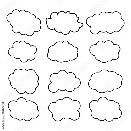 creative cloud shape outline set drawing 