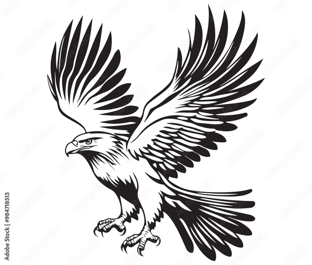 Obraz premium Flying eagle vector illustration