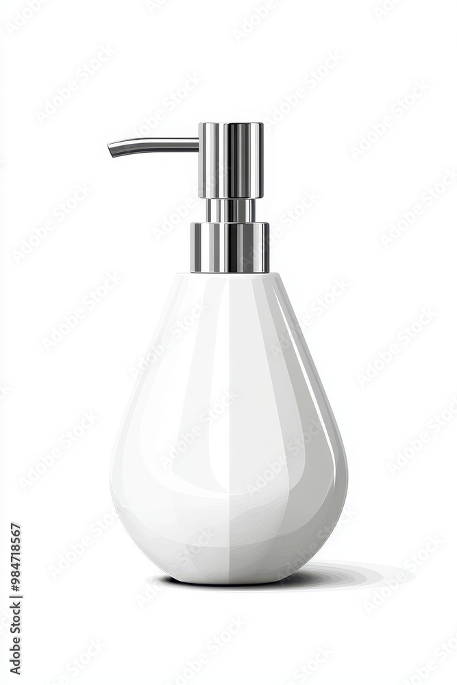Fototapeta premium Stylish white soap dispenser with a sleek design, perfect for modern bathrooms and kitchens, white background