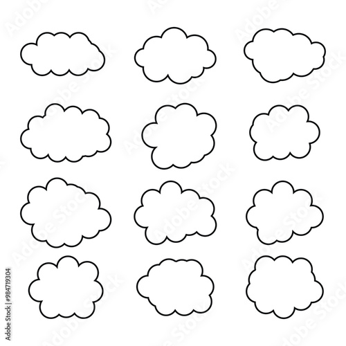 creative cloud shape outline set drawing 