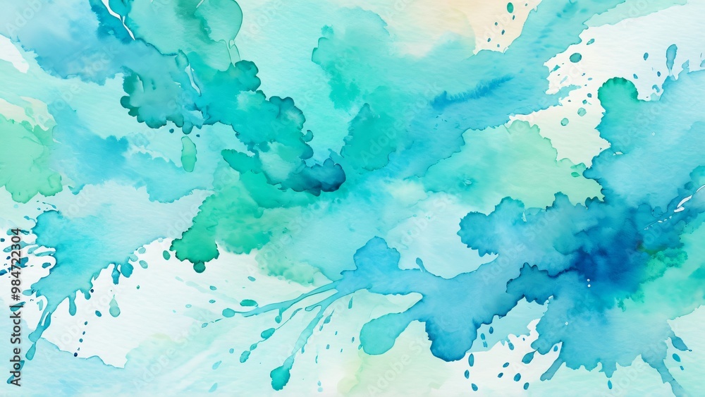Fototapeta premium Dynamic watercolor splash background with vibrant turquoise and blue hues
