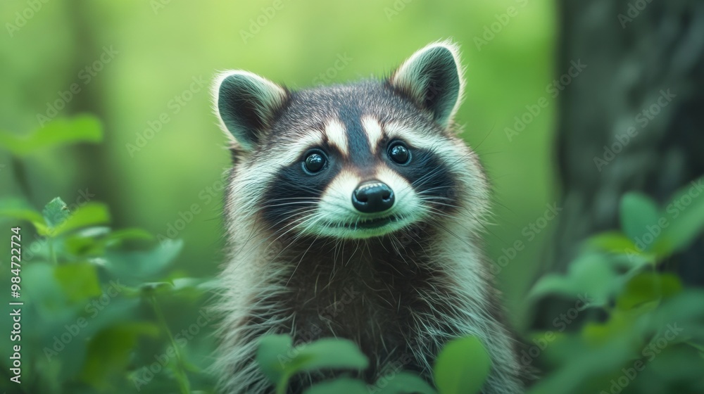 A raccoon is standing in the middle of a forest, AI A raccoon is standing in the middle of a forest, AI