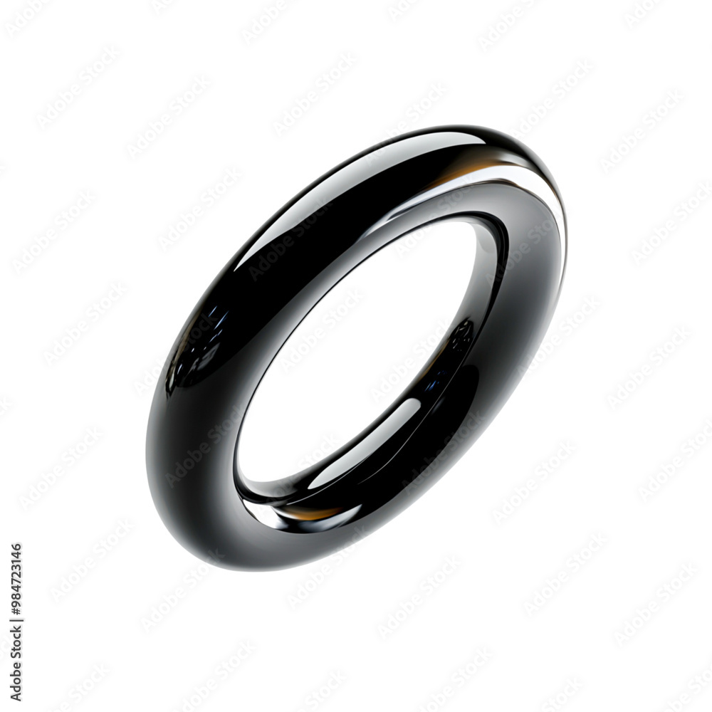 Glossy Black Ring on White Background Glossy Black Ring on White Background
