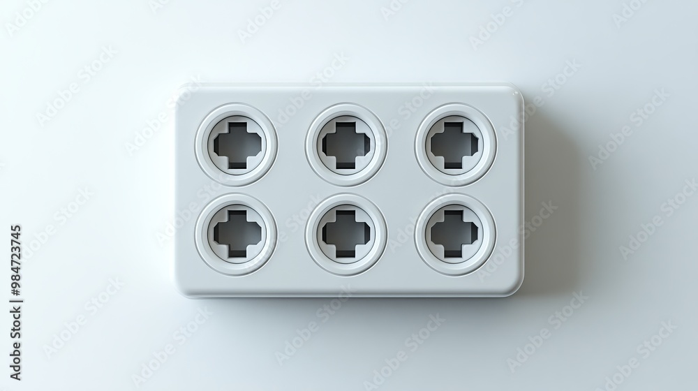 A white plastic electrical tee connector featuring four sockets, set against a white background A white plastic electrical tee connector featuring four sockets, set against a white background